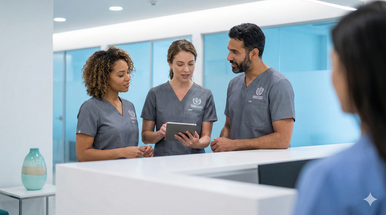 Equipo médico en gris